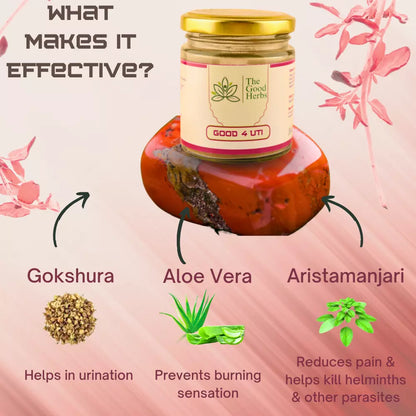 Key ingredients of Good 4 UTI, an ayurvedic medicine for UTIs and urethra health - Gokshura, Gokhru, Aloe vera and aristamanjari